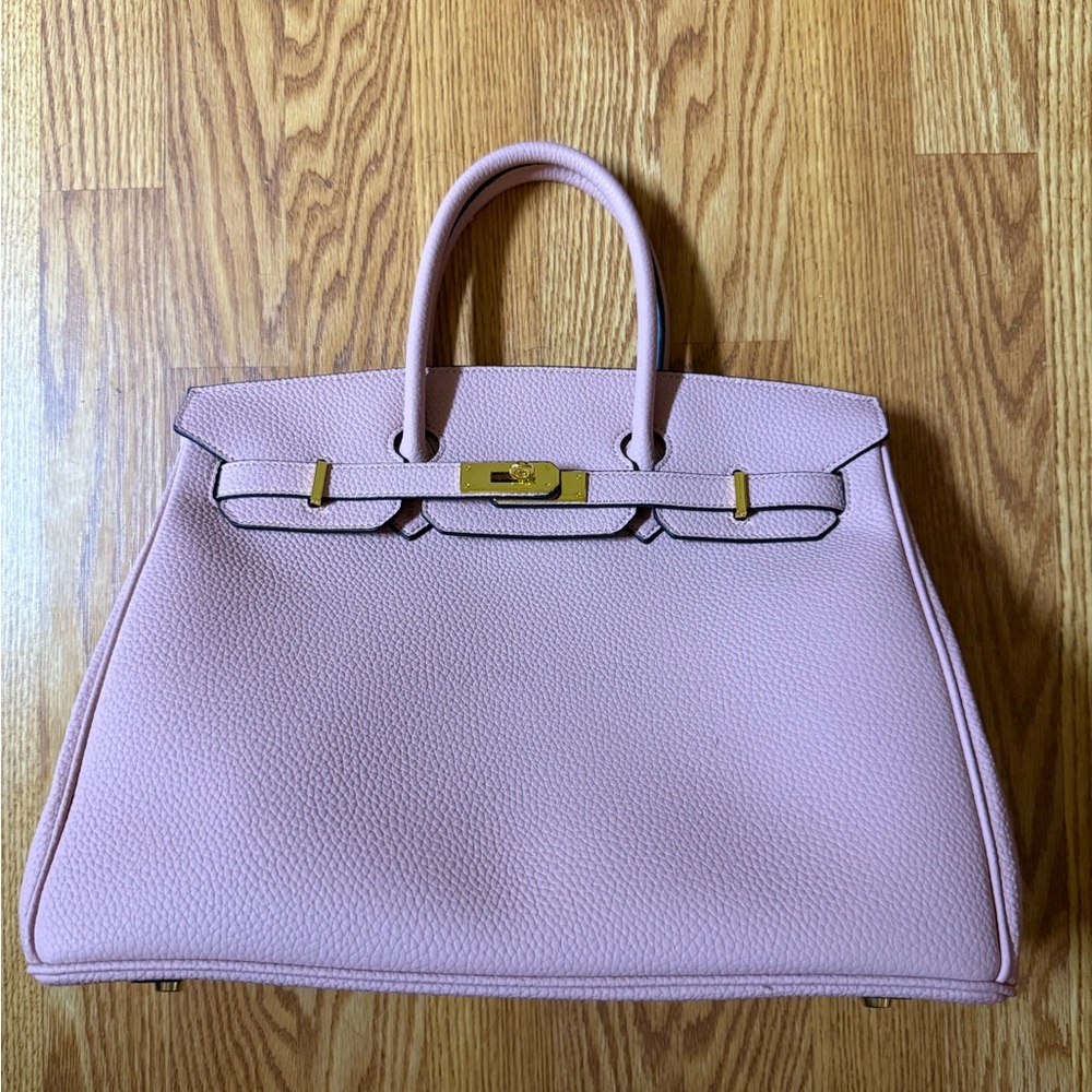Designer Inspired Wirkin Satchel Bag Sakura Pink with Gold Hardware
